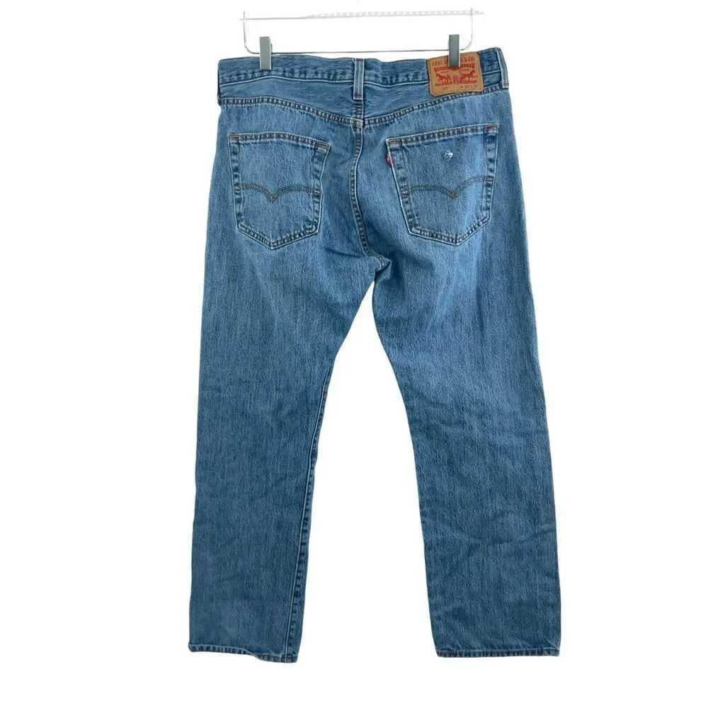 Levis 501 Jeans Men 36 / 30 Original Fit Straight Button Fly Cotton Denim Blue